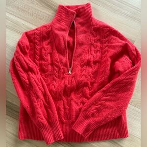 J. Crew Vibrant Red 1/4 zip Sweater